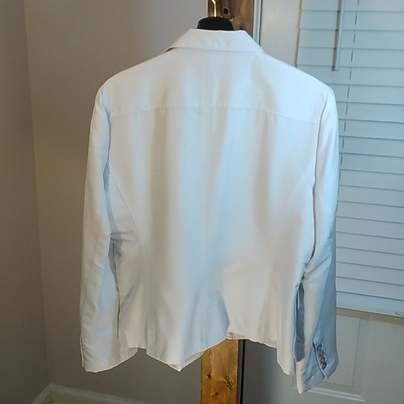 Neiman Marcus Exclusive Light Gray 100% Silk Long Sleeves Jacket Blazer Size 14 - Picture 12 of 12